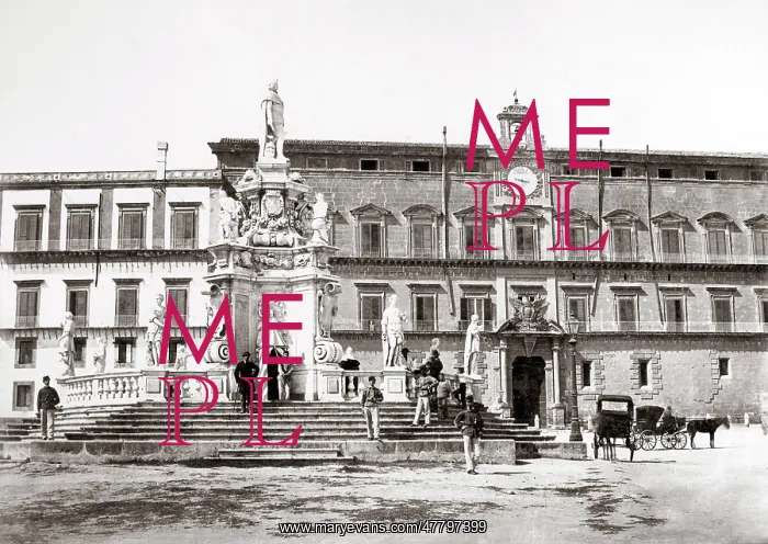 : Palazzo Reale, Carlo III statue, Palermo, Italy, c.1870's : Palazzo Reale, Carlo III statue, Palermo, Italy, c.1870's