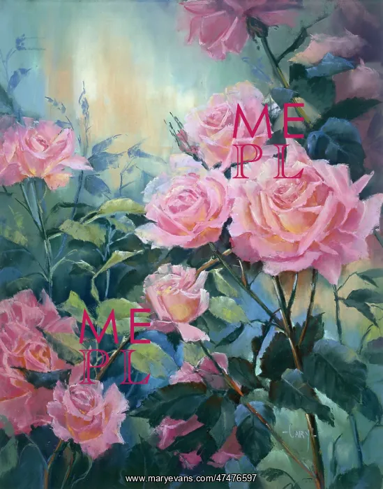  : Pale Pink Roses in a Garden