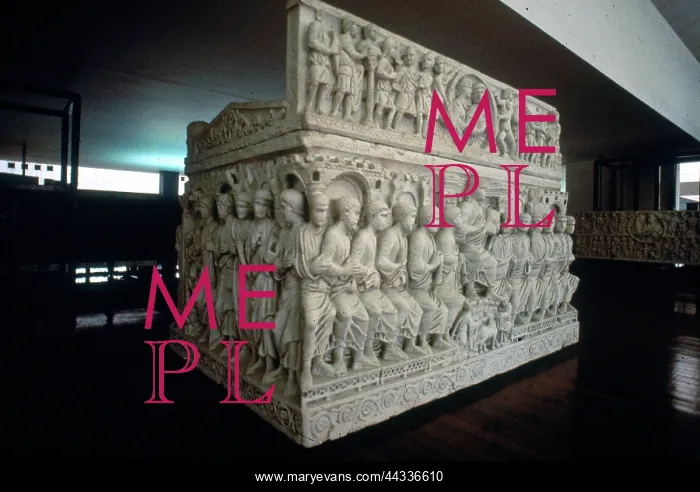 : Paleochristian sarcophagus, on the front : Paleochristian sarcophagus, on the front