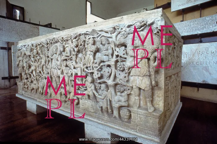 : Paleochristian sarcophagus with the figure : Paleochristian sarcophagus with the figure