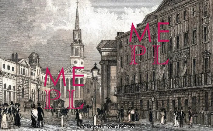 : PALL MALL. Looking east towards Trafalgar Square - the church of St Martin : PALL MALL. Looking east towards Trafalgar Square - the church of St Martin