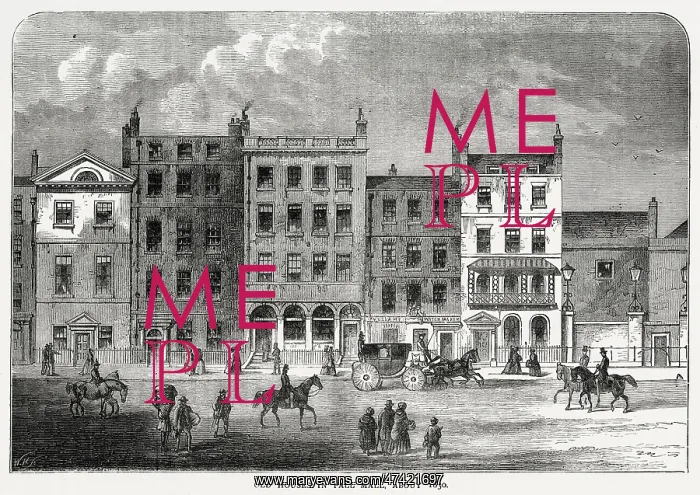 : Pall Mall. Old houses in Pall Mall in the early nineteenth century : Pall Mall. Old houses in Pall Mall in the early nineteenth century