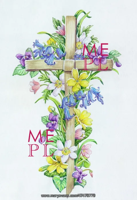 : Palm cross with spring flowers : Palm cross with spring flowers