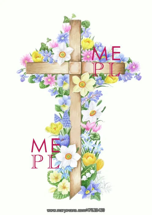 : Palm Cross with spring flowers : Palm Cross with spring flowers