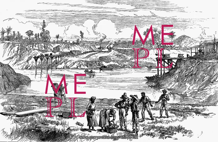 : Panama Canal: Scene during the de Lesseps attempt : Panama Canal: Scene during the de Lesseps attempt