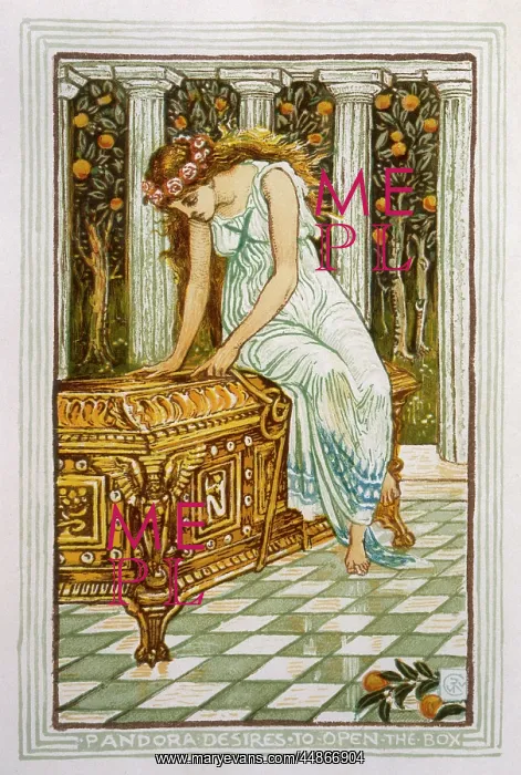 : Pandora gazes at the intriguing box : Pandora gazes at the intriguing box