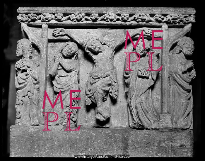  : Detail of a panel in a 15th century square font