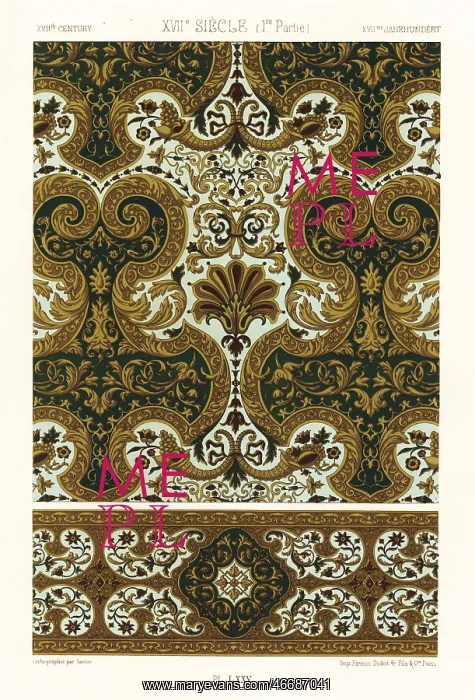 : Panel of gilt leather with border, 17th century : Panel of gilt leather with border, 17th century