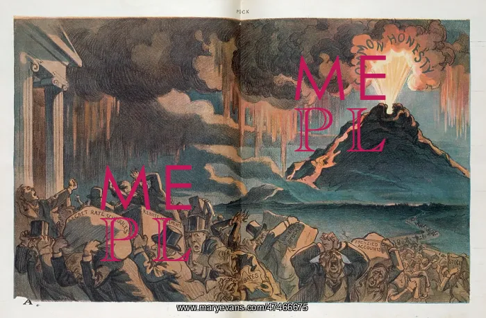 : The panic. Illustration shows a crowd of capitalists on Wall Street fleeing : The panic. Illustration shows a crowd of capitalists on Wall Street fleeing