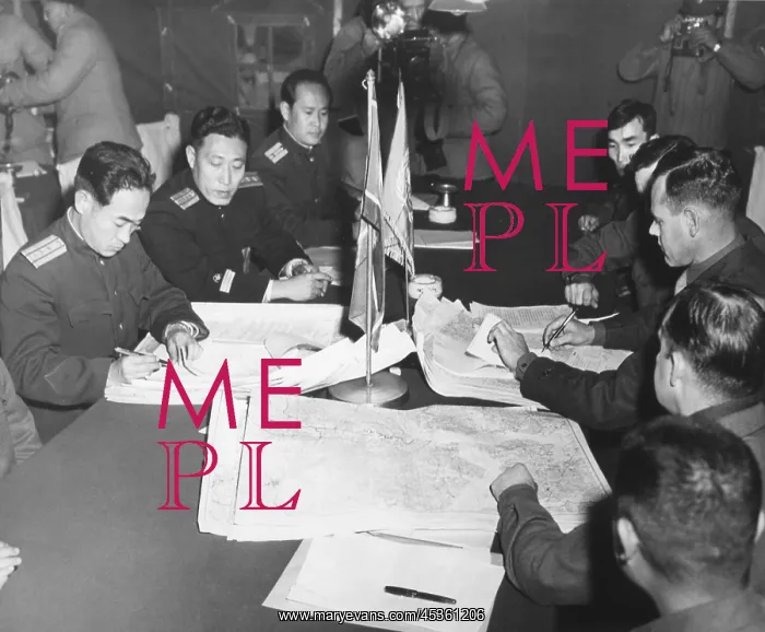 : Panmunjom cease fire talks in Oct. 11, 1951. North : Panmunjom cease fire talks in Oct. 11, 1951. North