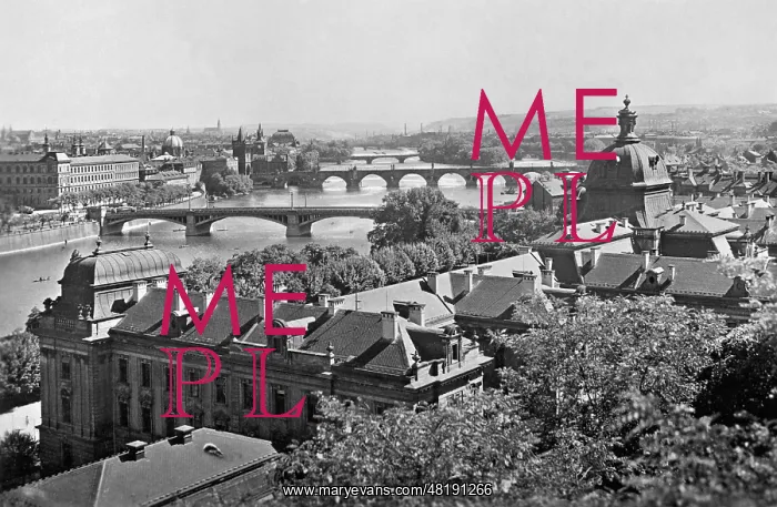 : Panorama of bridges in Prague, 1936 : Panorama of bridges in Prague, 1936