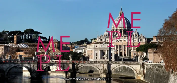 : Rome. Panoramic view of Ponte Sant'Angelo with : Rome. Panoramic view of Ponte Sant'Angelo with