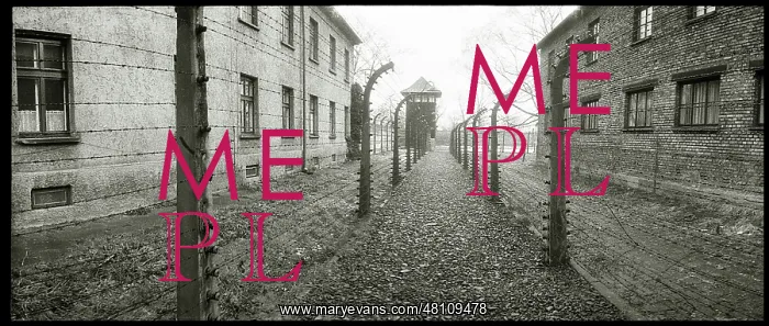 : Panoramic view security fences and prison building - Auschwi : Panoramic view security fences and prison building - Auschwi