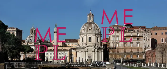 : Rome. Panoramic view of Trajan's Column and surrounding buildings : Rome. Panoramic view of Trajan's Column and surrounding buildings