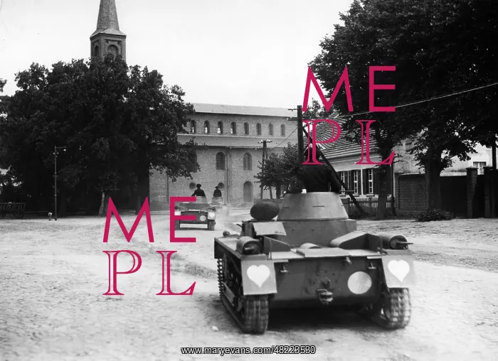 : Panzer I pass through a town in the 30s : Panzer I pass through a town in the 30s