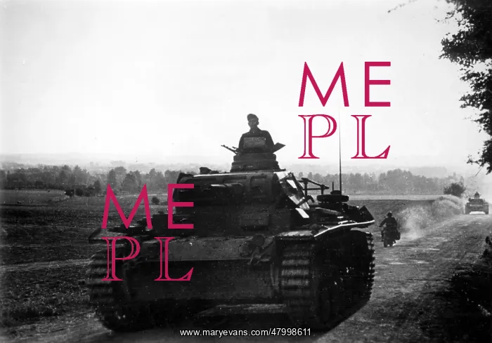 : A panzer III on a street on the way to the Peronne : A panzer III on a street on the way to the Peronne