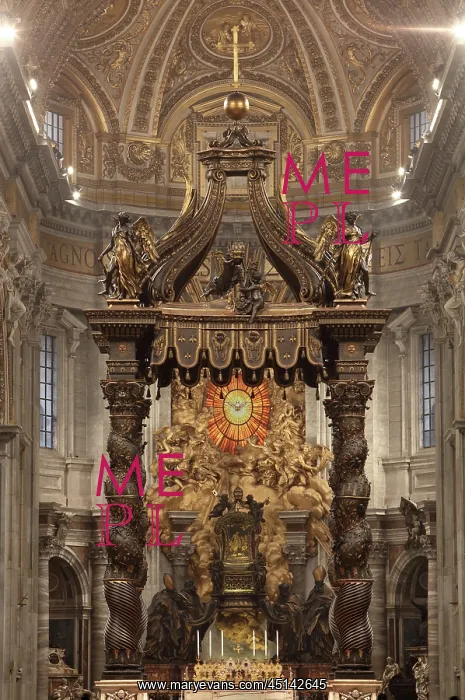 : Papal Altar with Bernini's baldacchino, St Peter's, Rome : Papal Altar with Bernini's baldacchino, St Peter's, Rome