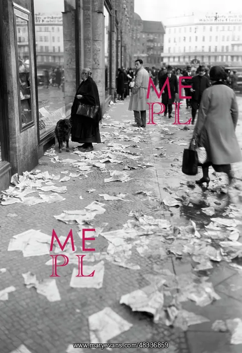 : Paper flood in the streets of Berlin on the : Paper flood in the streets of Berlin on the