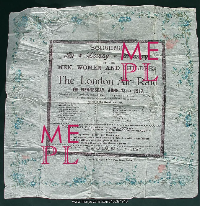  : Paper serviette - Memory of those killed in London Air Raid