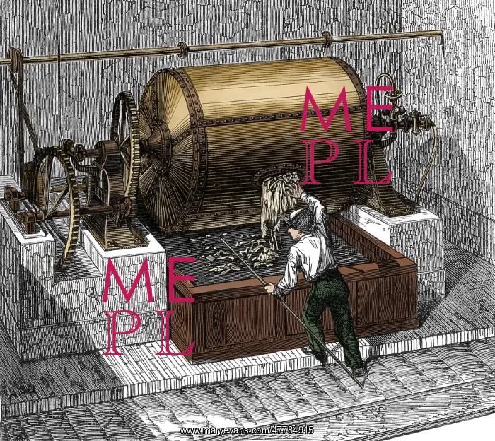 : Papermaking, Rag Paper Machine, 19th Century : Papermaking, Rag Paper Machine, 19th Century