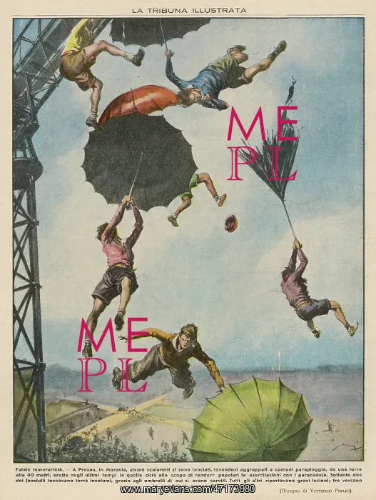 : PARACHUTE. At Presau, Czechoslovakia, children jump : PARACHUTE. At Presau, Czechoslovakia, children jump