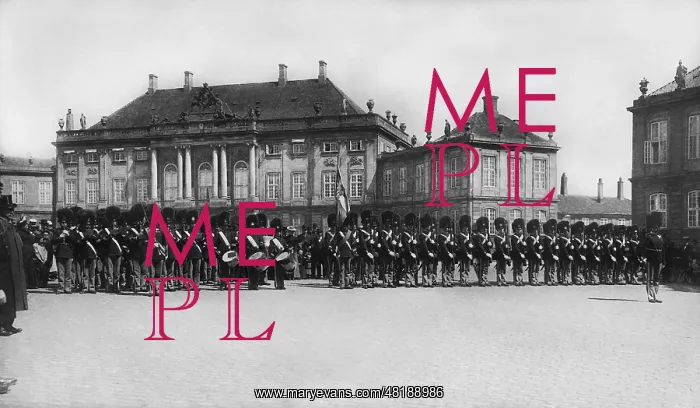 : Parade in front of the Amalienborg Palace in Copenhagen, 191 : Parade in front of the Amalienborg Palace in Copenhagen, 191