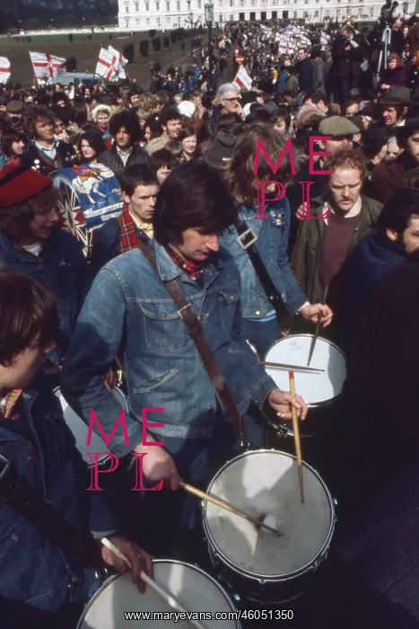 : Parade with drums and flags, Northern Ireland : Parade with drums and flags, Northern Ireland