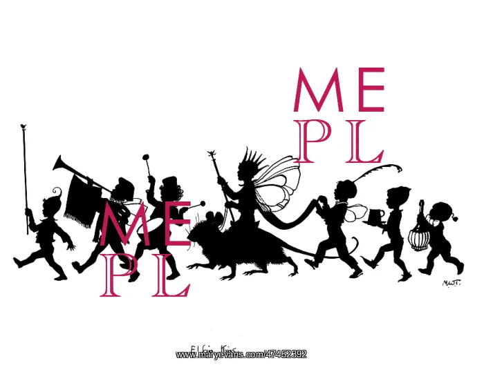 : Parade of elves with King riding rat : Parade of elves with King riding rat