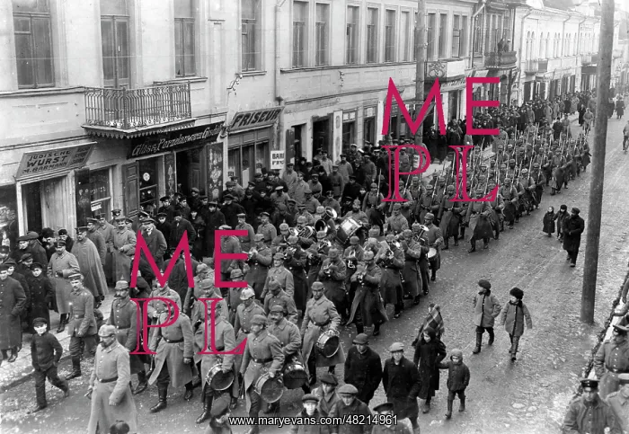 : Parade of the German guard in Grodno, 1918 : Parade of the German guard in Grodno, 1918