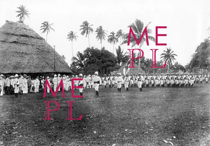 : Parade of German troops in the colony in Apia Samoa, 1910 : Parade of German troops in the colony in Apia Samoa, 1910