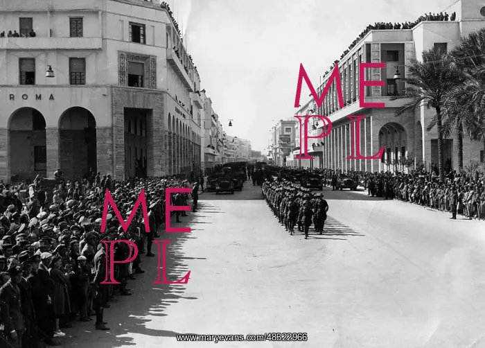 : Parade of German troops in Tripoli, 1941 : Parade of German troops in Tripoli, 1941