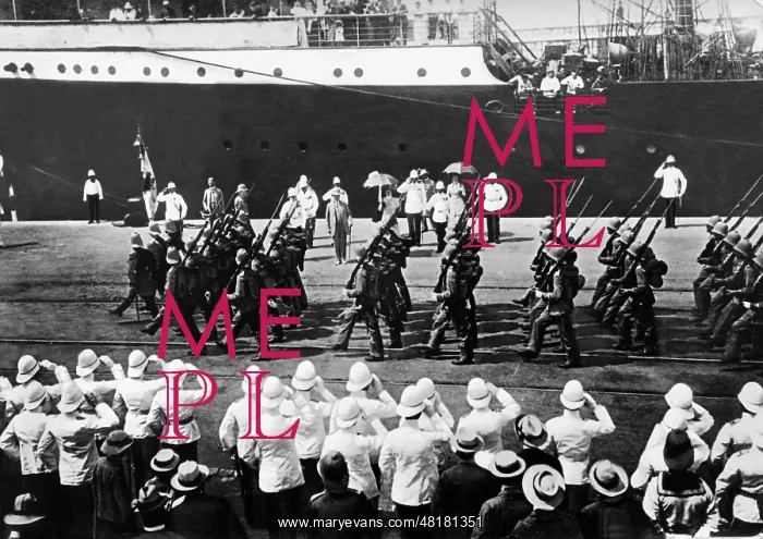 : Parade at the port of Qingdao, 1910 : Parade at the port of Qingdao, 1910