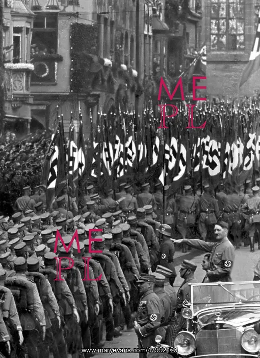 : Parade of SA units in front of Adolf Hitler, Nuremberg : Parade of SA units in front of Adolf Hitler, Nuremberg