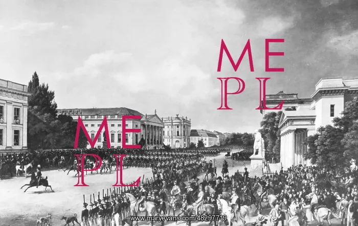 : Parade on Unter den Linden in Berlin, 1824 : Parade on Unter den Linden in Berlin, 1824