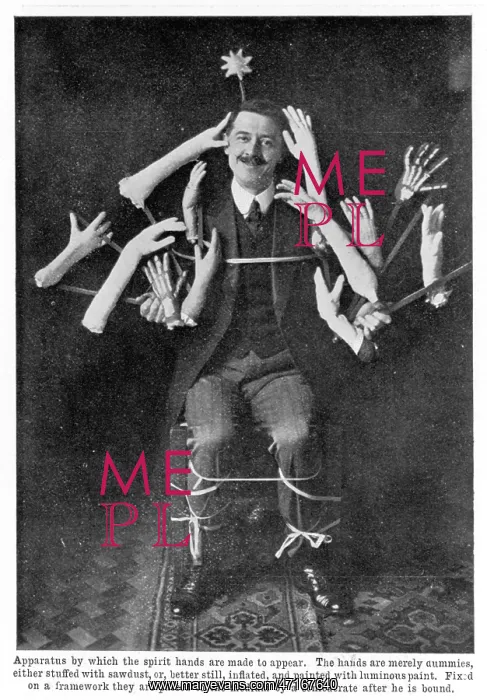: Paranormal: William S. Marriott simulates spirit hands : Paranormal: William S. Marriott simulates spirit hands