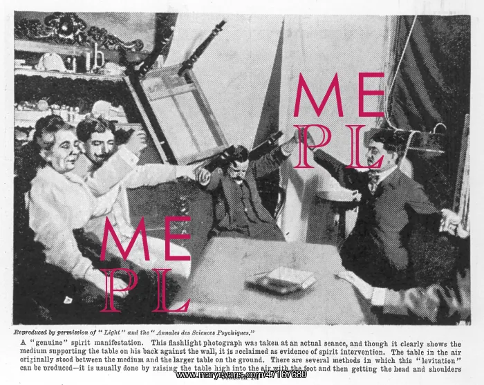 : Paranormal: William S. Marriott simulates table lifting : Paranormal: William S. Marriott simulates table lifting