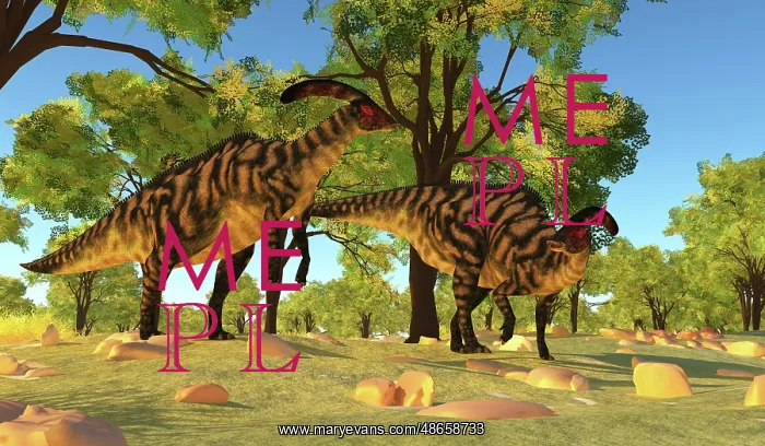 : Parasaurolophus dinosaurs graxing under trees : Parasaurolophus dinosaurs graxing under trees
