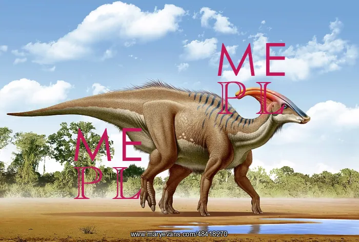 : A Parasaurolophus searches for a source of water : A Parasaurolophus searches for a source of water