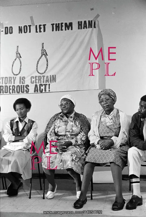 : Parents and relatives of the Sharpeville Six at a protest : Parents and relatives of the Sharpeville Six at a protest