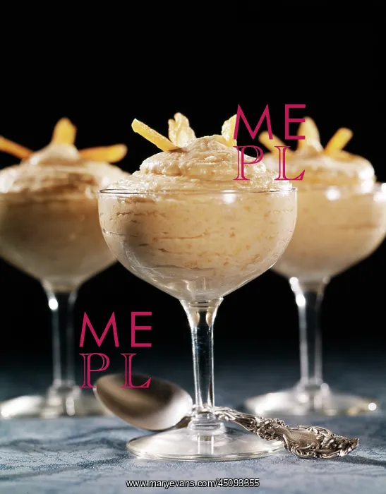 : Three Parfait Glasses Holding Custard Dessert : Three Parfait Glasses Holding Custard Dessert