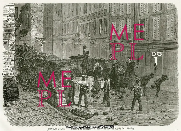 : Paris Barricade during the riots of 1870 : Paris Barricade during the riots of 1870