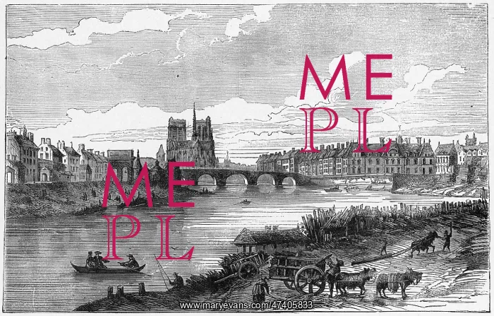 : PARIS C17. The Seine viewed from the east, with Notre-Dame on the skyline : PARIS C17. The Seine viewed from the east, with Notre-Dame on the skyline