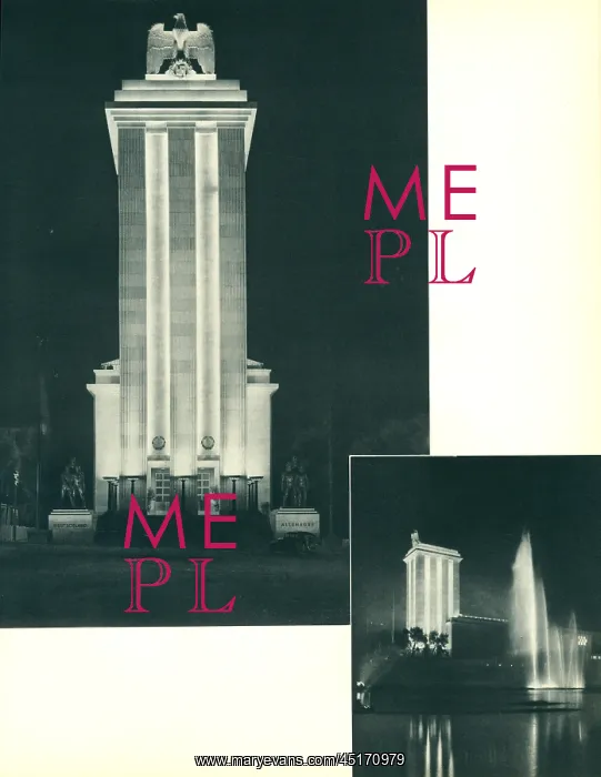 : Paris Expo 1937, German Pavilion At Night : Paris Expo 1937, German Pavilion At Night