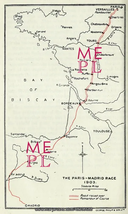  : The Paris-Madrid Race route, 1903