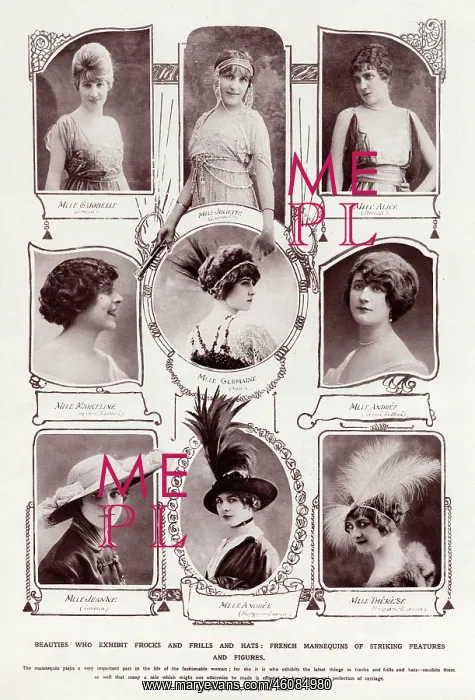 : Parisienne models wearing headdresses 1914 : Parisienne models wearing headdresses 1914