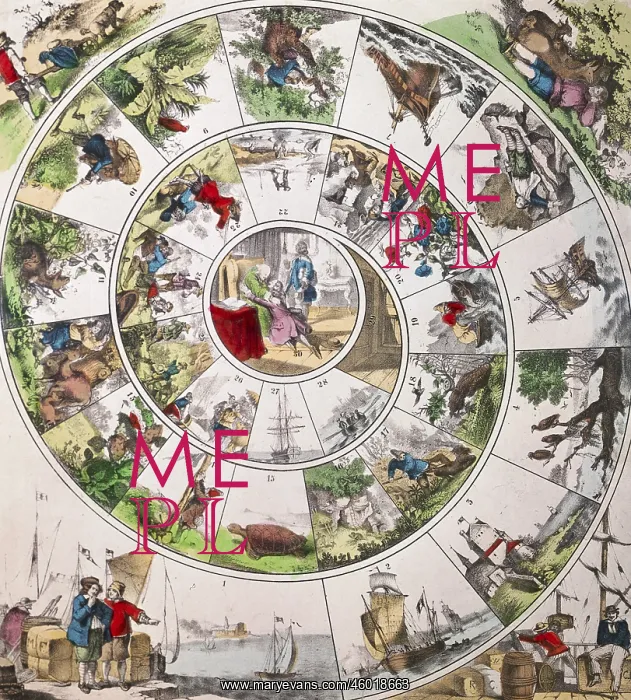 : Games. Parlour games, Robinsonade, sheet, colour lithograph : Games. Parlour games, Robinsonade, sheet, colour lithograph