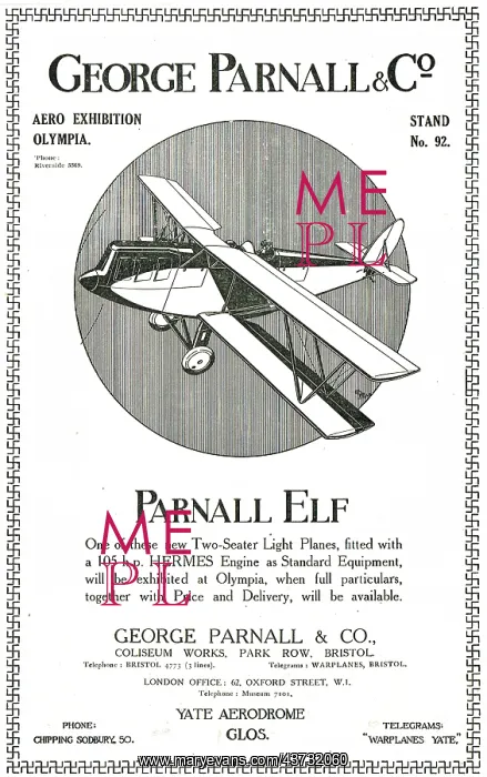 : Parnall Elf Light Aeroplane (105 HP Hermes) : Parnall Elf Light Aeroplane (105 HP Hermes)