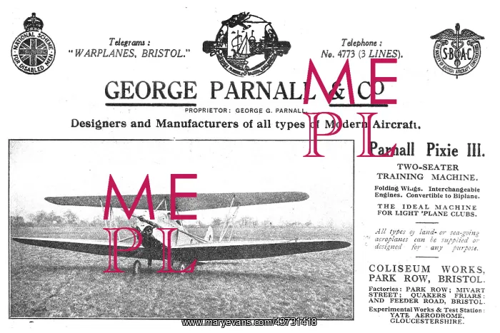 : Parnall Pixie III Two-Seater Training Machine : Parnall Pixie III Two-Seater Training Machine