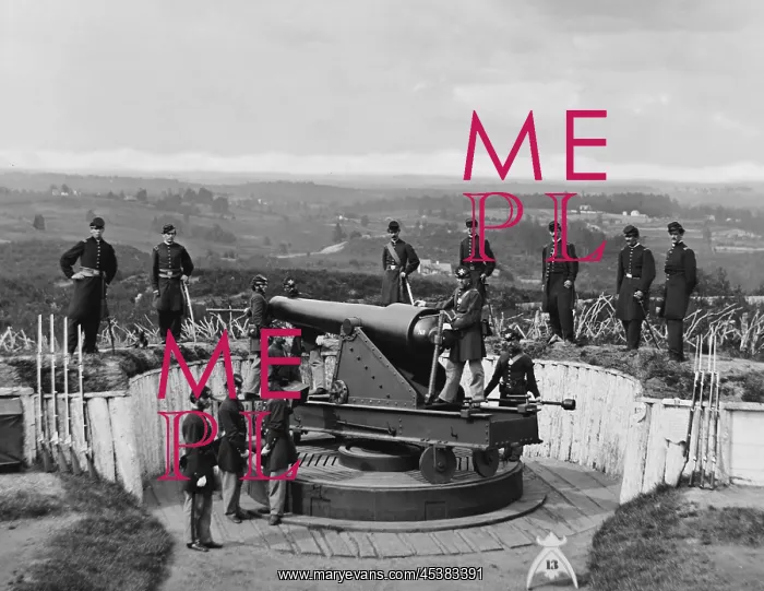 : Parrott gun and its crew at Fort Totten, on : Parrott gun and its crew at Fort Totten, on