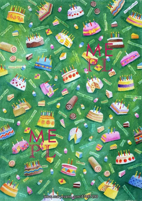 : Party Cakes ' wrapping paper design : Party Cakes ' wrapping paper design